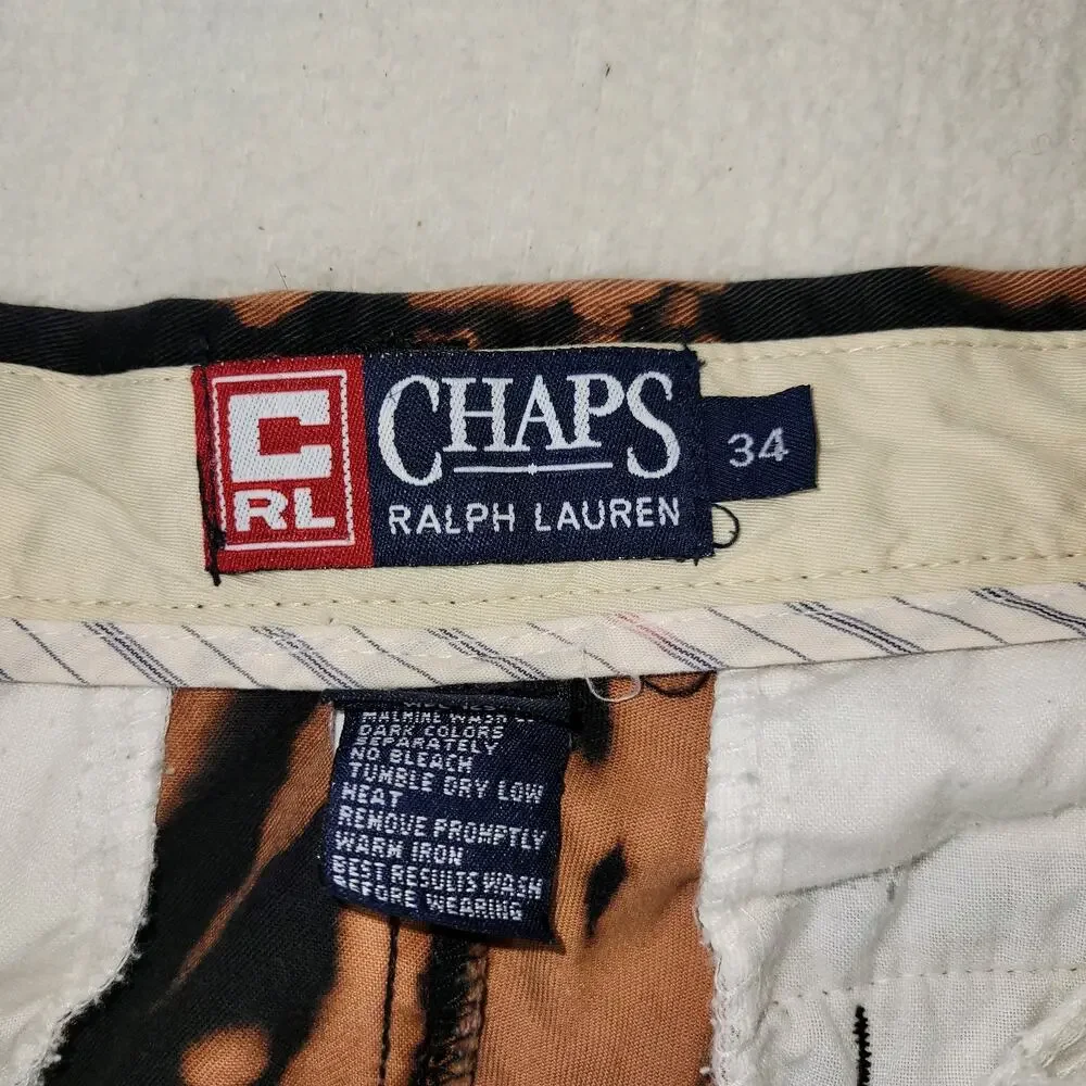 Vintage Chaps Ralph Lauren Shorts Mens Sz 34 Black Paint Grunge Y2k Bleached